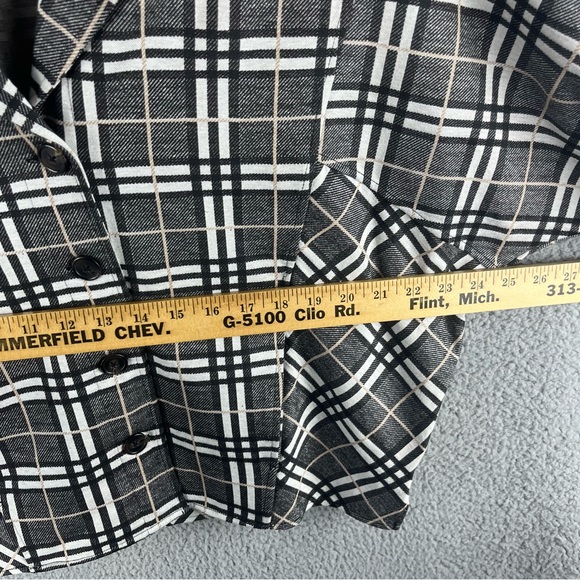 Liverpool Women’s Jacket Check Plaid Size S Button Up Black Cream Pockets Flawed - Picture 7 of 16